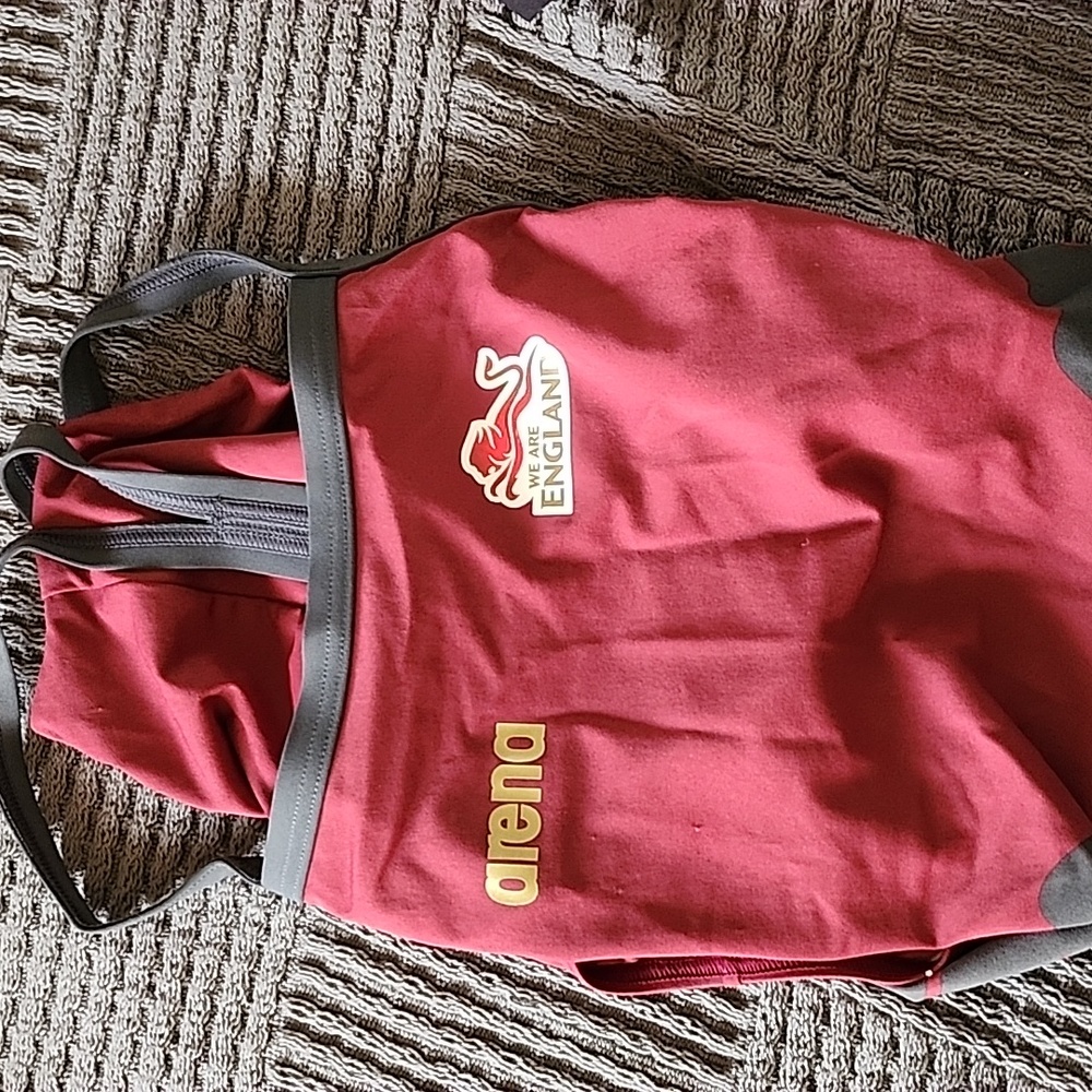 SuperDeal!Arena TEAM BRITAIN Maroon Asphalt One-Piece Swimsuit